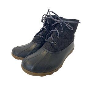 Sperry Syren Gulf Waterproof Black Lace Up Duck Boot Women's Sz 8.5 M STS81733